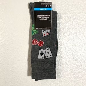 Poker Playing Cards Gray Men’s Novelty Crew Socks